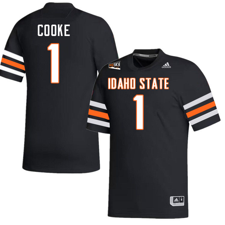 Idaho State Bengals #1 Jordan Cooke College Football Jerseys,Uniforms Stitched-Black